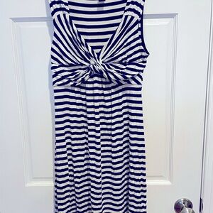 Spense Navy and White Sleeveless V-Neck twist front Sundress